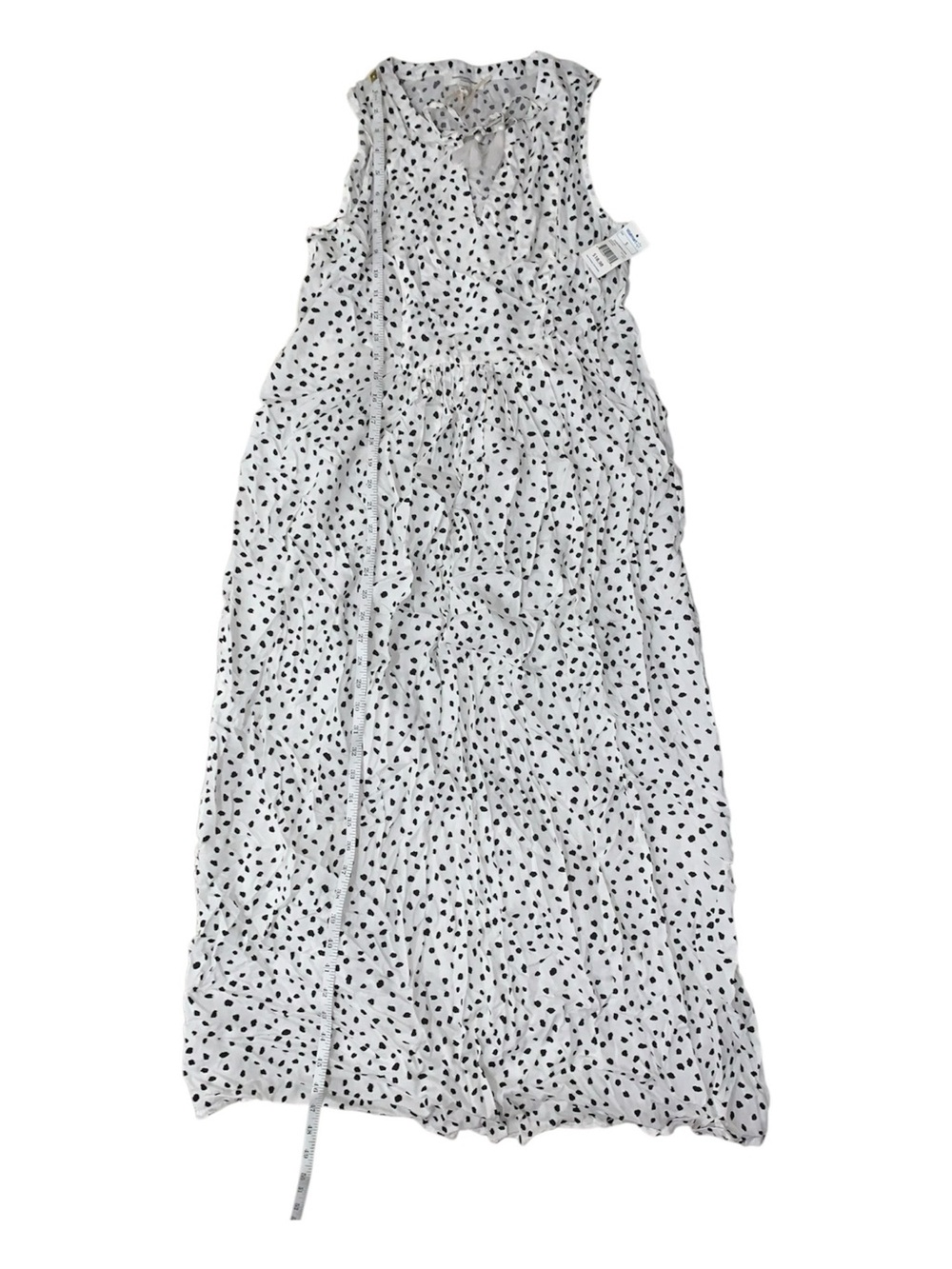 Beachlunchlounge Sleeveless White Maxi Dress with Black Polka Dots Size Small